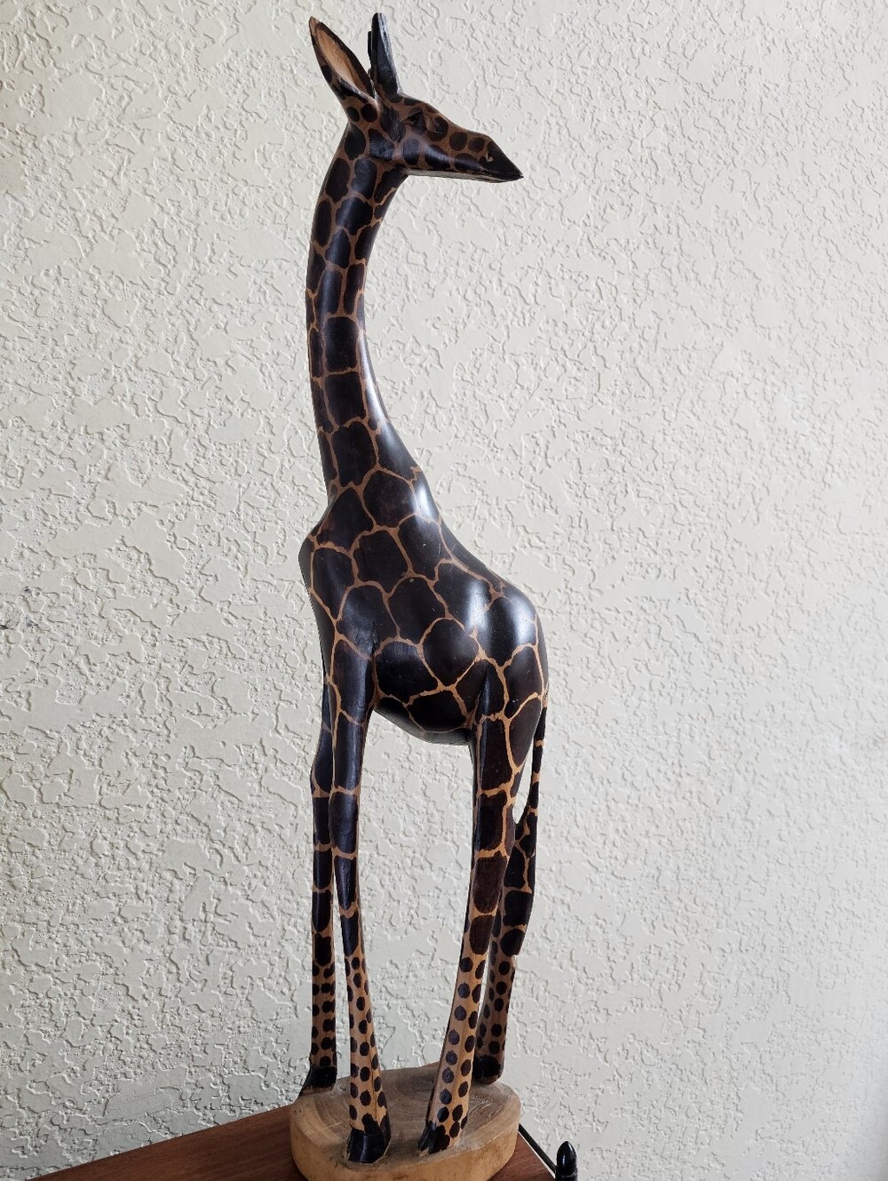 Handcrafted Brown and Black Giraffe Sculpture - Home Art Accent